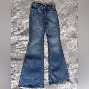 Women's Blue Flared Jeans with High-Rise Waist